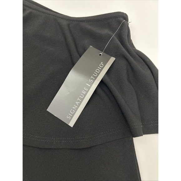 Signature Studio Women M Lil Black Dress One Shoulder Stretchy SKU 60076 - Picture 2 of 7